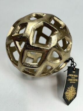 Abstract Metal 5” Golden Sphere Orb Minimalist Modern Art Decor